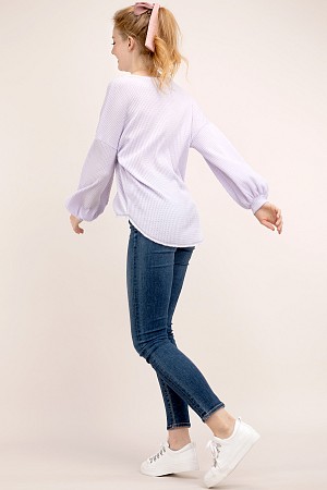 LONG SLEEVE WAFFLE HENLEY TOP  ...